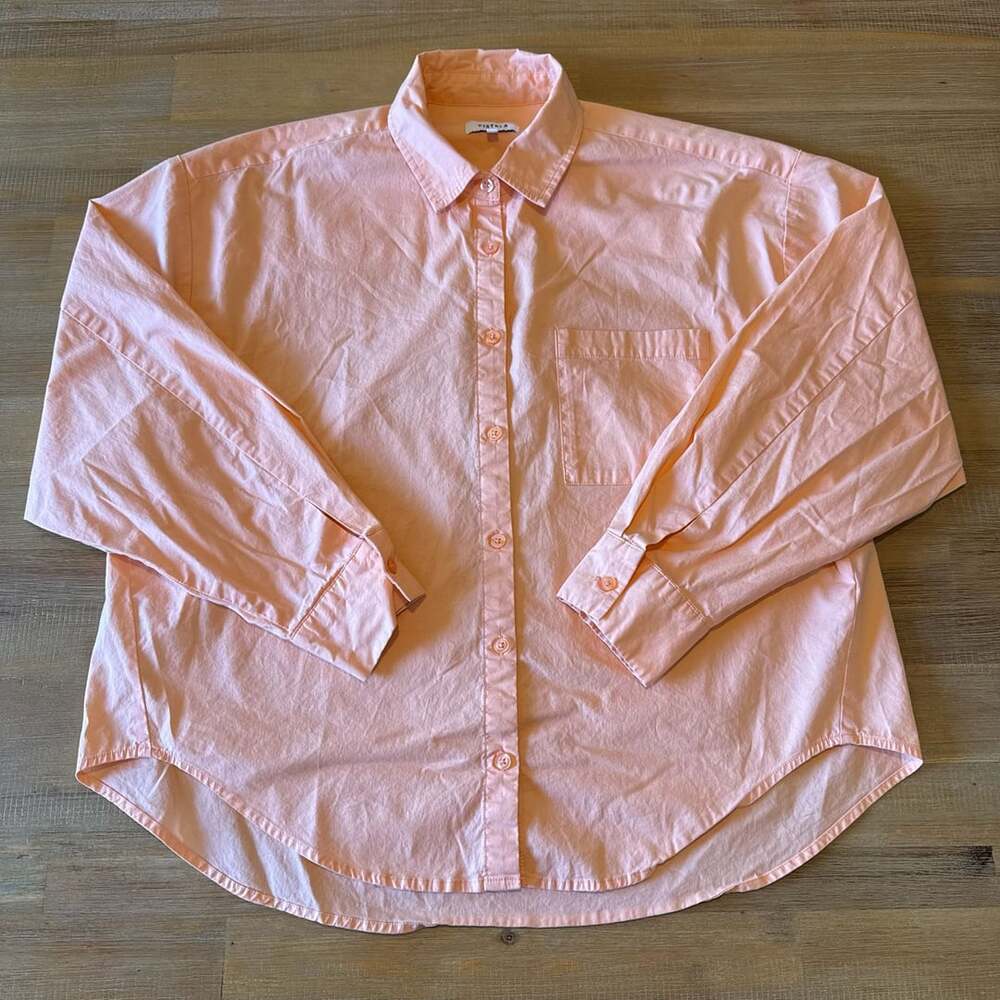 Pistola Grover Oversized Button Down Shirt Sherbet Peach Orange Women Size XS